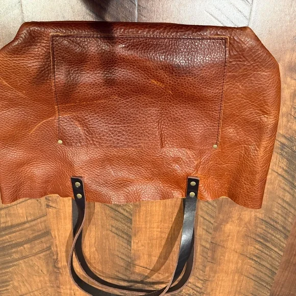 Portland Leather Brown Tote with Burgundy and Wine Pouches - Picture 7 of 7